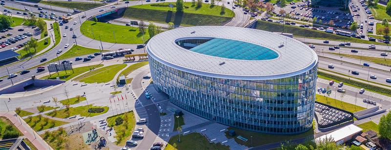 K29 business center in Vilnius, shot from air.